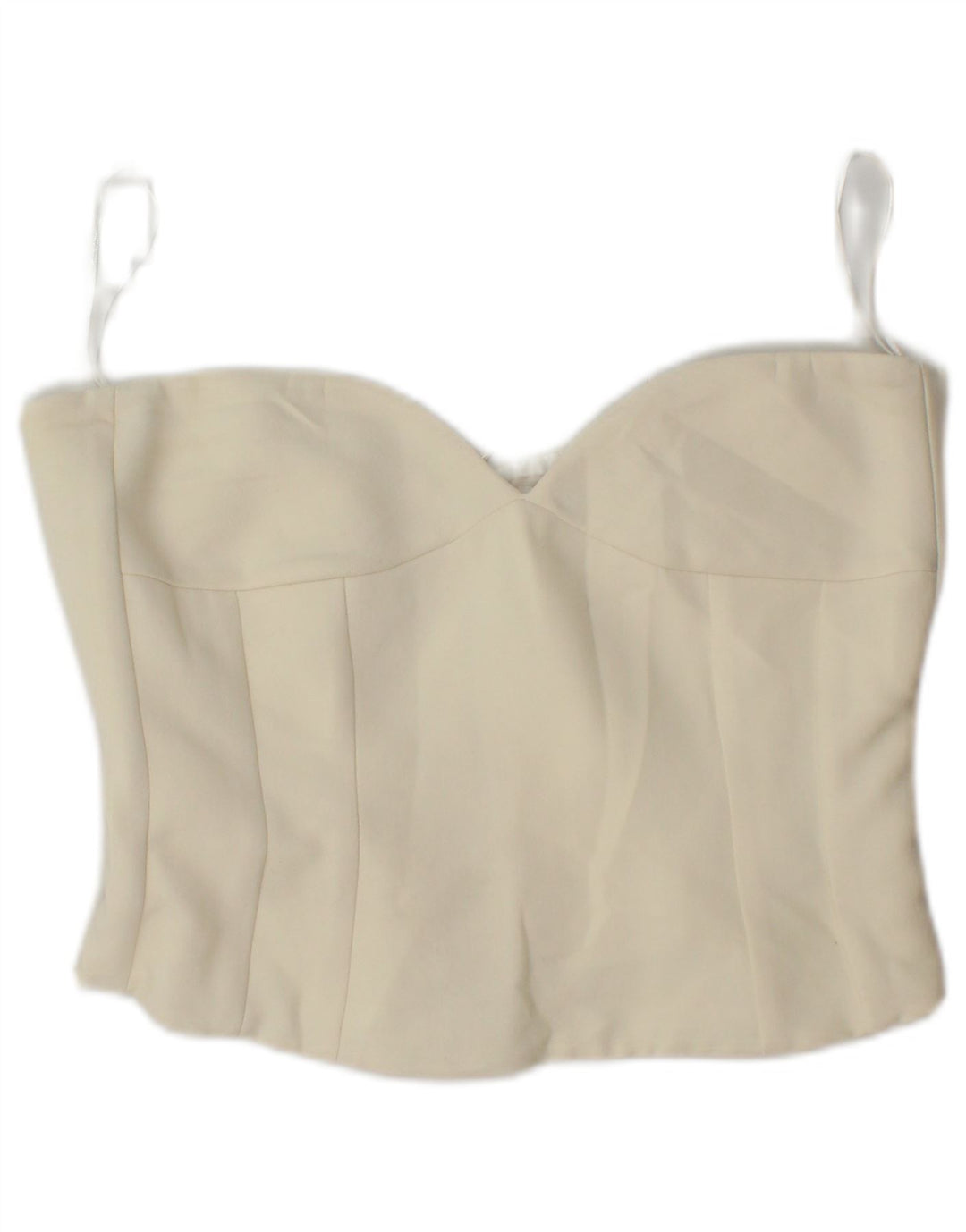 Zara Womens Crop Strapless Corset Top UK 12 Médio Off White Poliéster