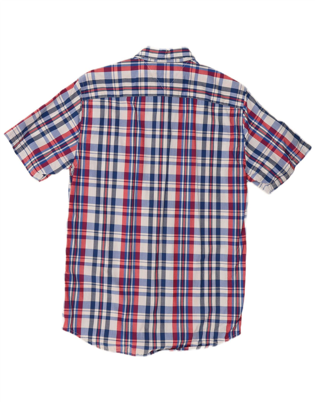 Camisa masculina TOMMY HILFIGER New York Fit de manga curta xadrez azul médio