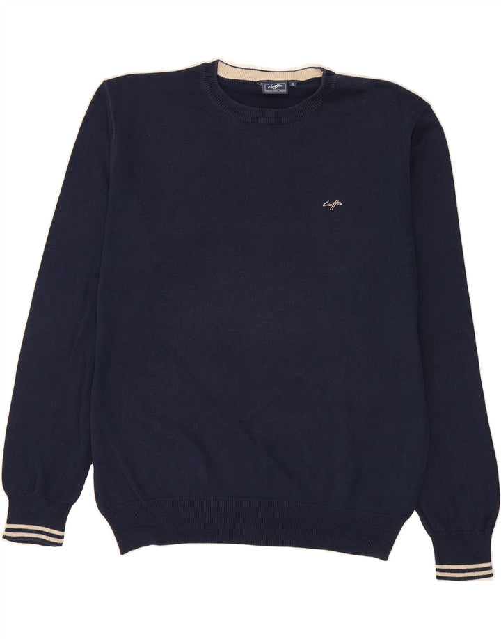 LOTTO Mens Crew Neck Jumper Sweater XL Navy Blue Cotton Vintage Lotto and Second-Hand Lotto from Messina Hembry 