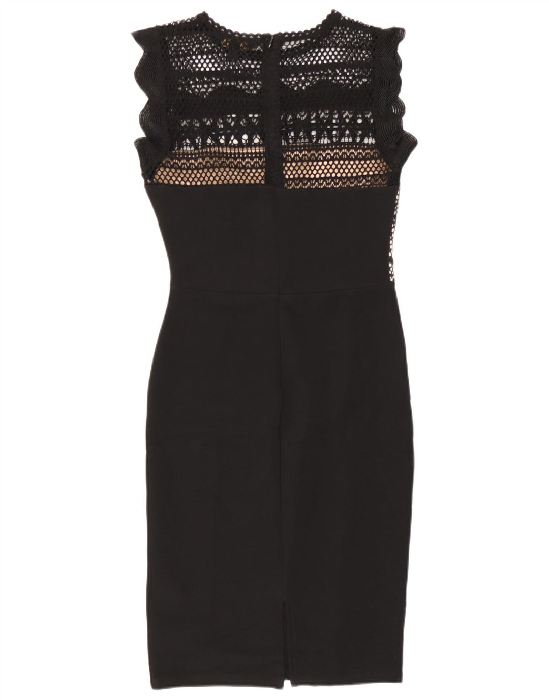 Lipsy Vestido feminino sem mangas com bainha UK 8 pequeno poliéster preto