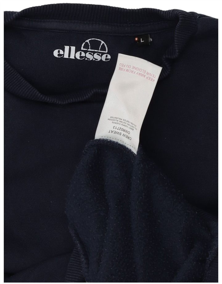 ELLESSE moletom masculino jumper grande algodão azul marinho