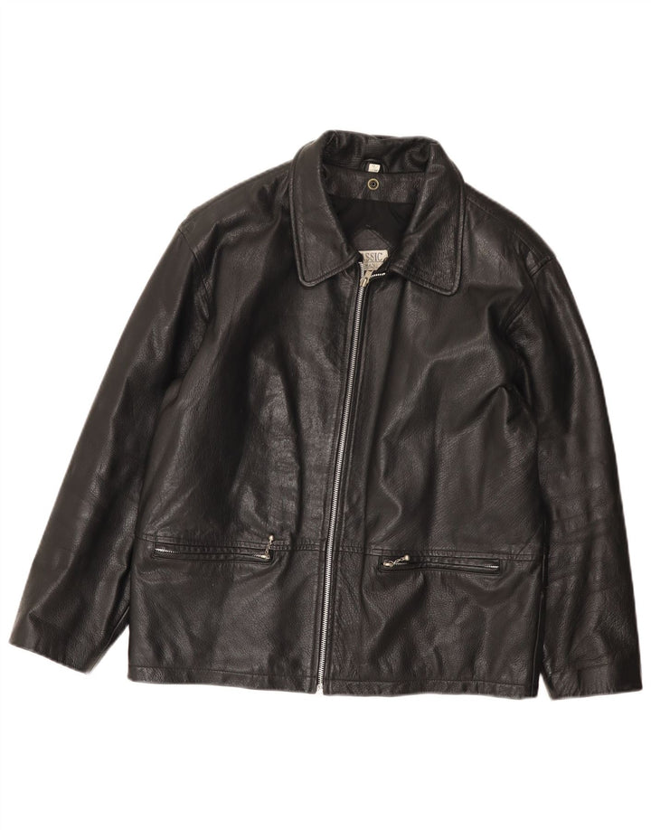 Jaqueta de couro feminina CLASSIC UK 12 couro preto médio