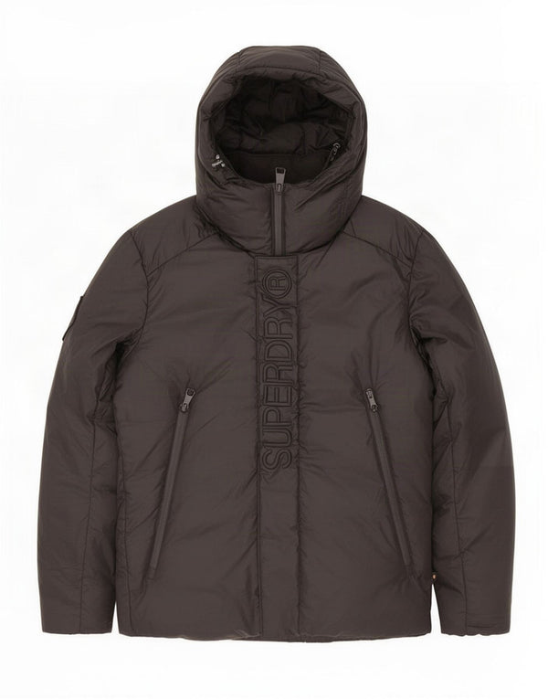 Jaqueta acolchoada masculina Superdry com capuz gráfico UK 40 grande preta