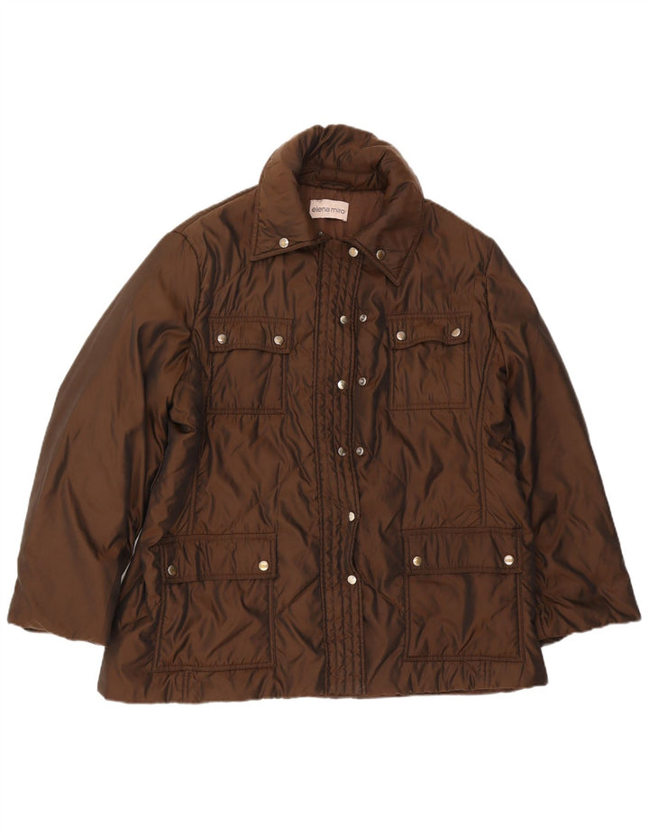 Jaqueta acolchoada feminina ELENA MIRO UK 18 XL poliéster marrom