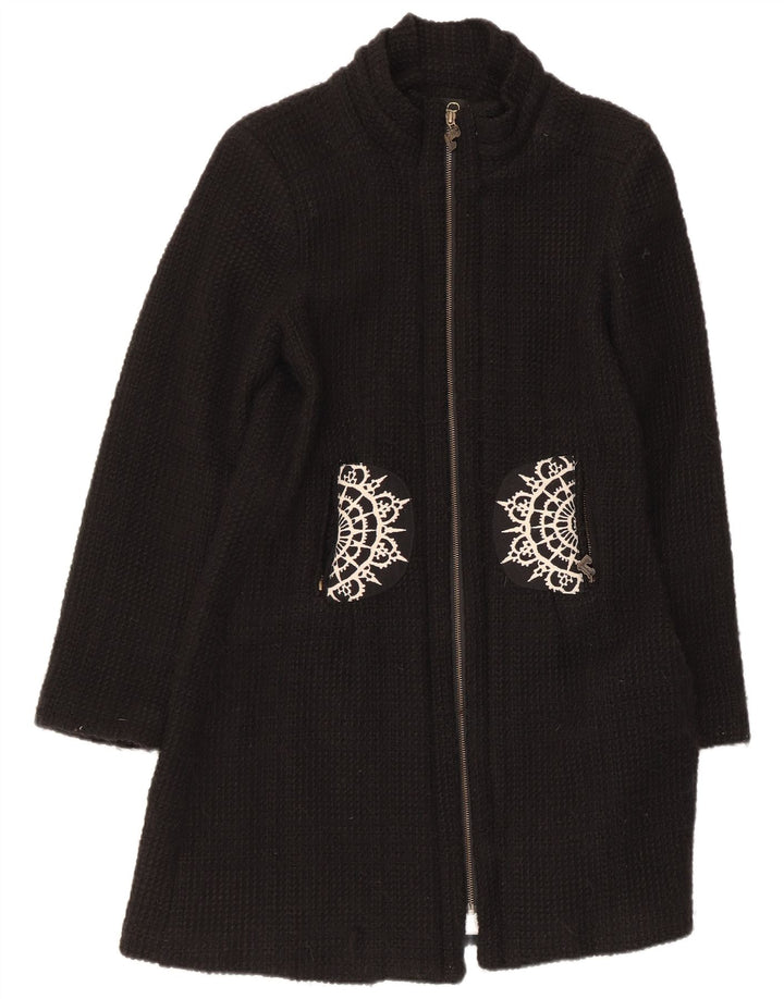 Sobretudo feminino Desigual EU 42 grande preto paisley acrílico