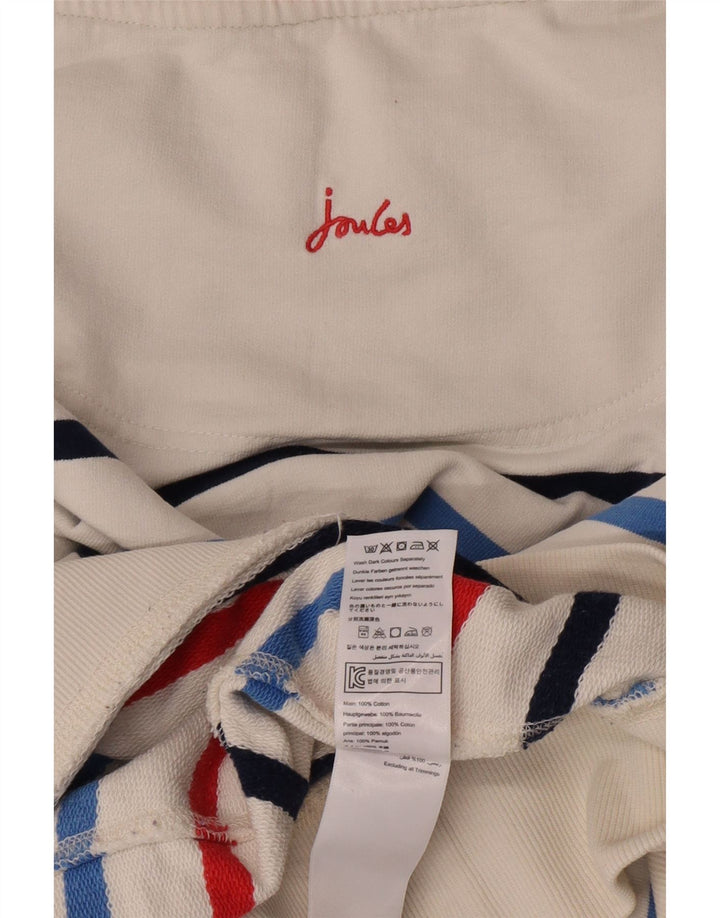 Joules moletom feminino oversized jumper Reino Unido 14 algodão listrado branco médio
