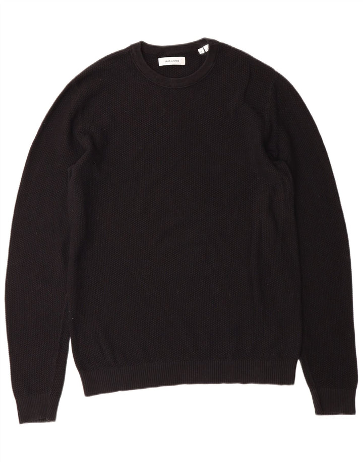 Suéter masculino JACK & JONES com gola redonda, algodão preto médio