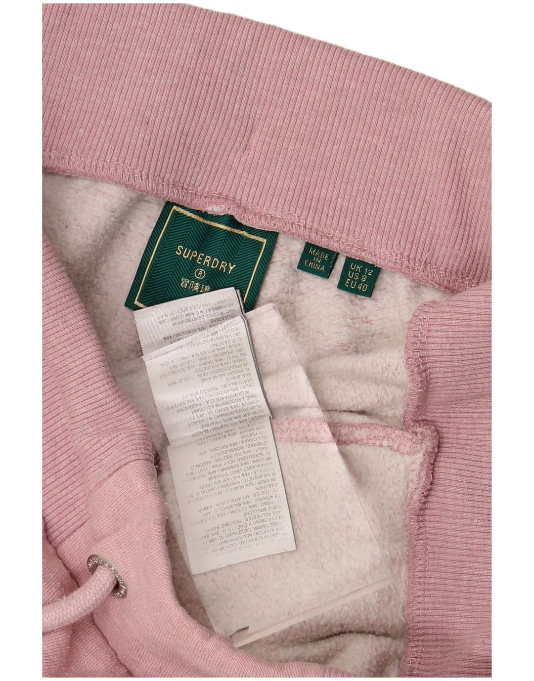 Calça de treino feminina Superdry Joggers UK 12 poliéster rosa médio