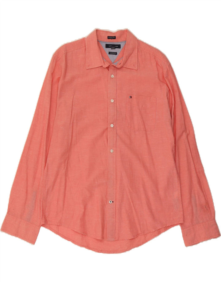 TOMMY HILFIGER Mens Custom Fit Shirt Large Red Cotton Vintage Tommy Hilfiger and Second-Hand Tommy Hilfiger from Messina Hembry 