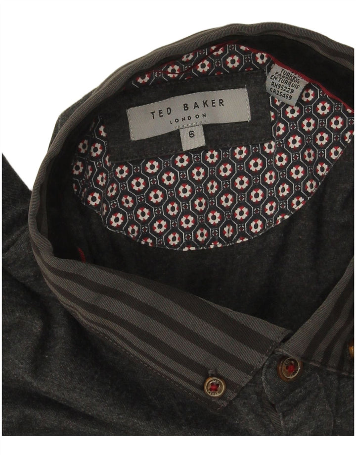 Camisa polo masculina Ted Baker tamanho 6 2XL poliéster cinza