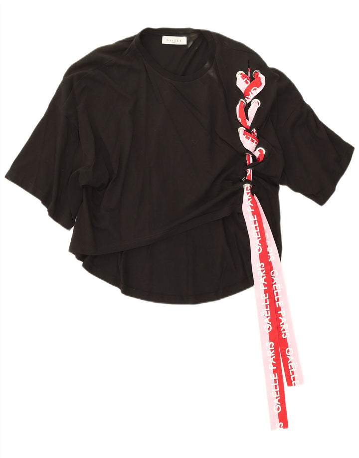 Blusa feminina Gaelle com estampa oversized EUA 0 2XS algodão preto