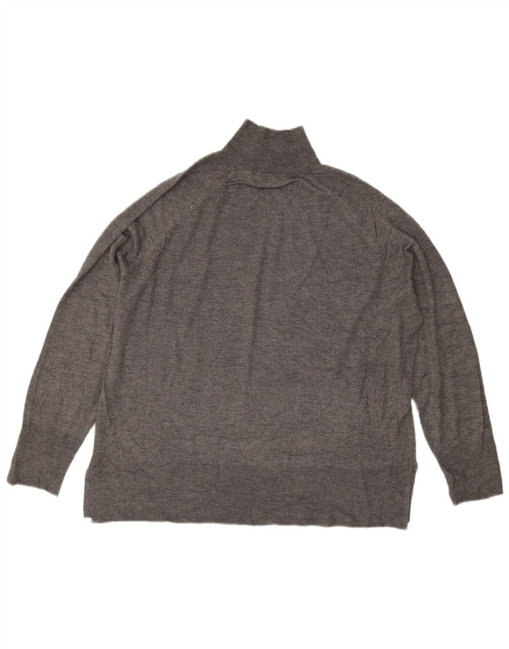 Zara Suéter feminino oversized com gola de tartaruga Reino Unido 14 cinza médio