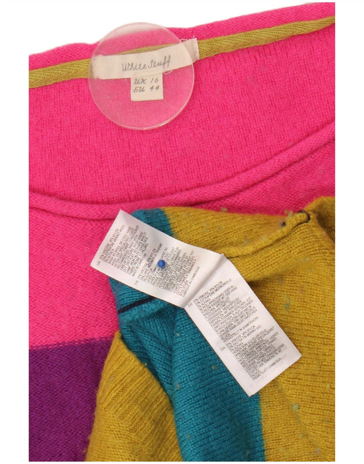 Suéter feminino com gola canoa White Stuff Reino Unido 16 grande multicolorido