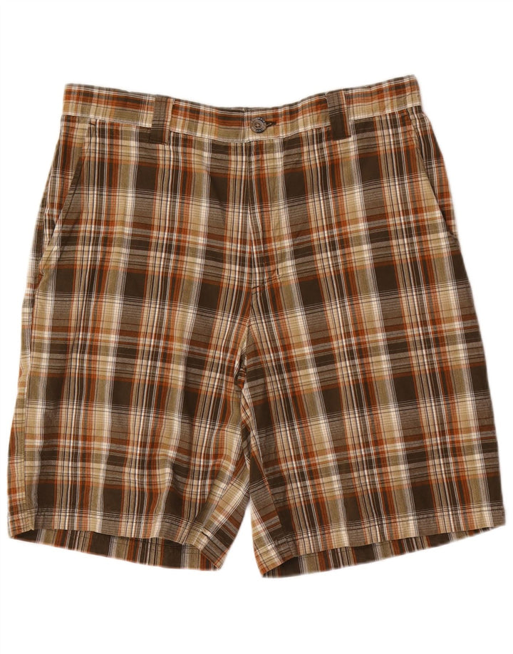 Columbia Mens Chino Shorts W34 Grande Algodão Xadrez Marrom