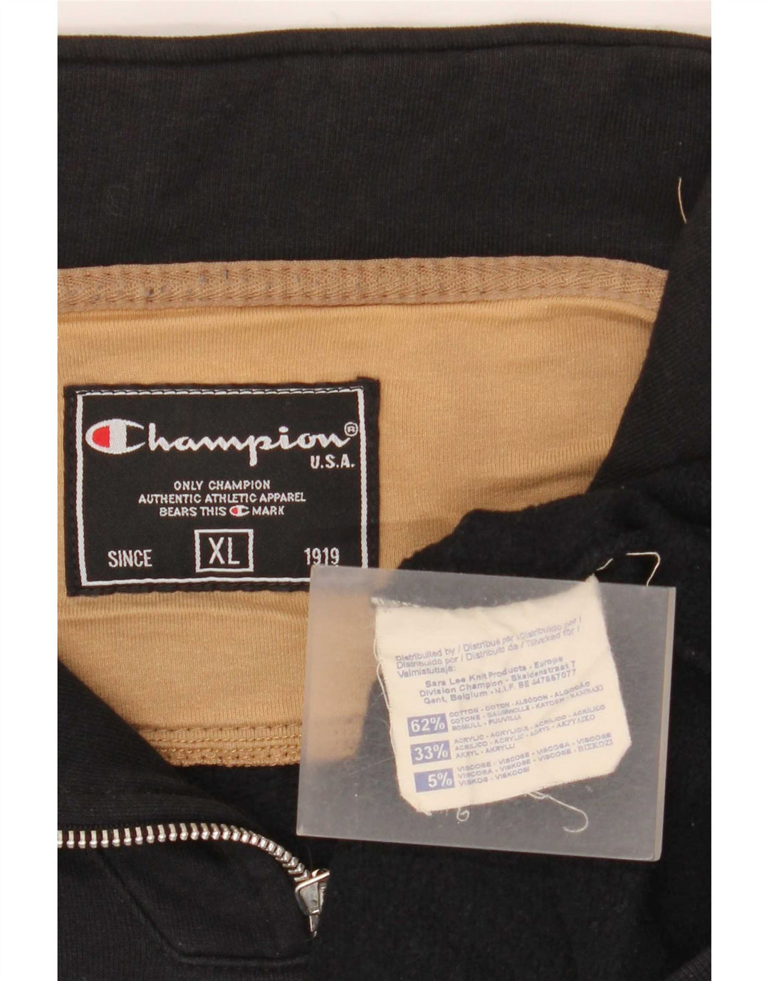 Moletom masculino Champion com zíper e gola XL em algodão preto
