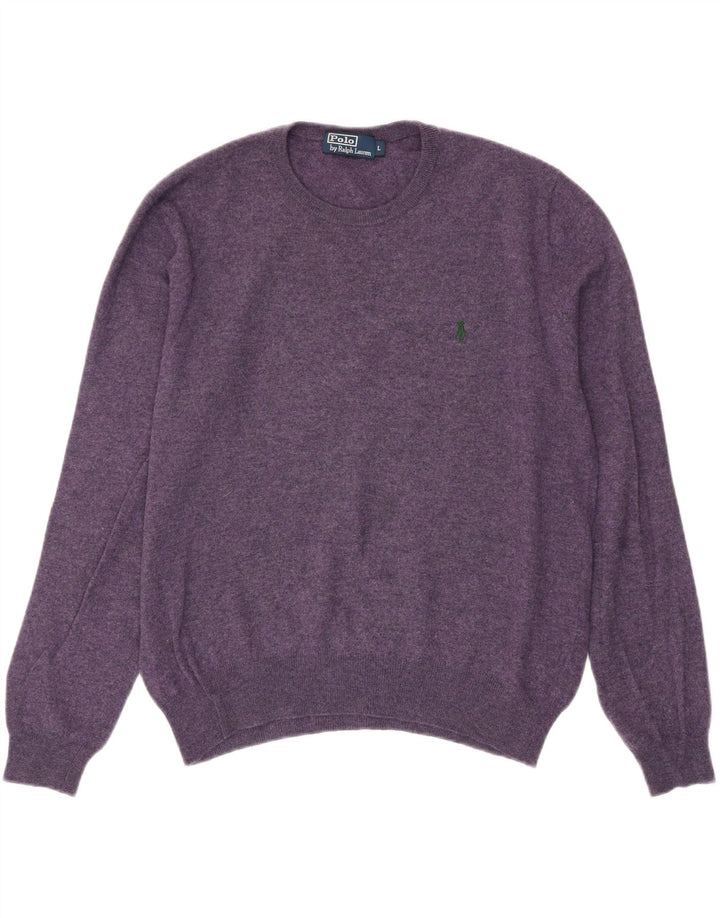Suéter masculino POLO RALPH LAUREN com gola redonda grande roxo manchado