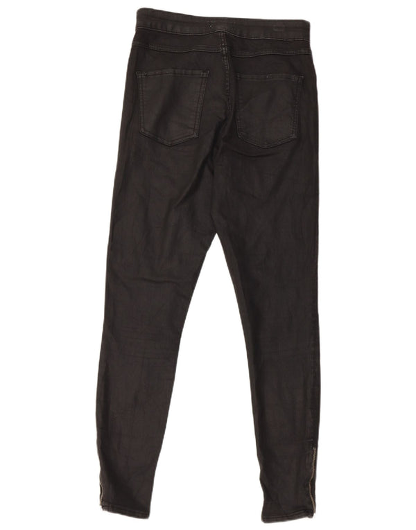 Zara Calça feminina casual skinny encerada UE 38 pequena W28 L26 preta