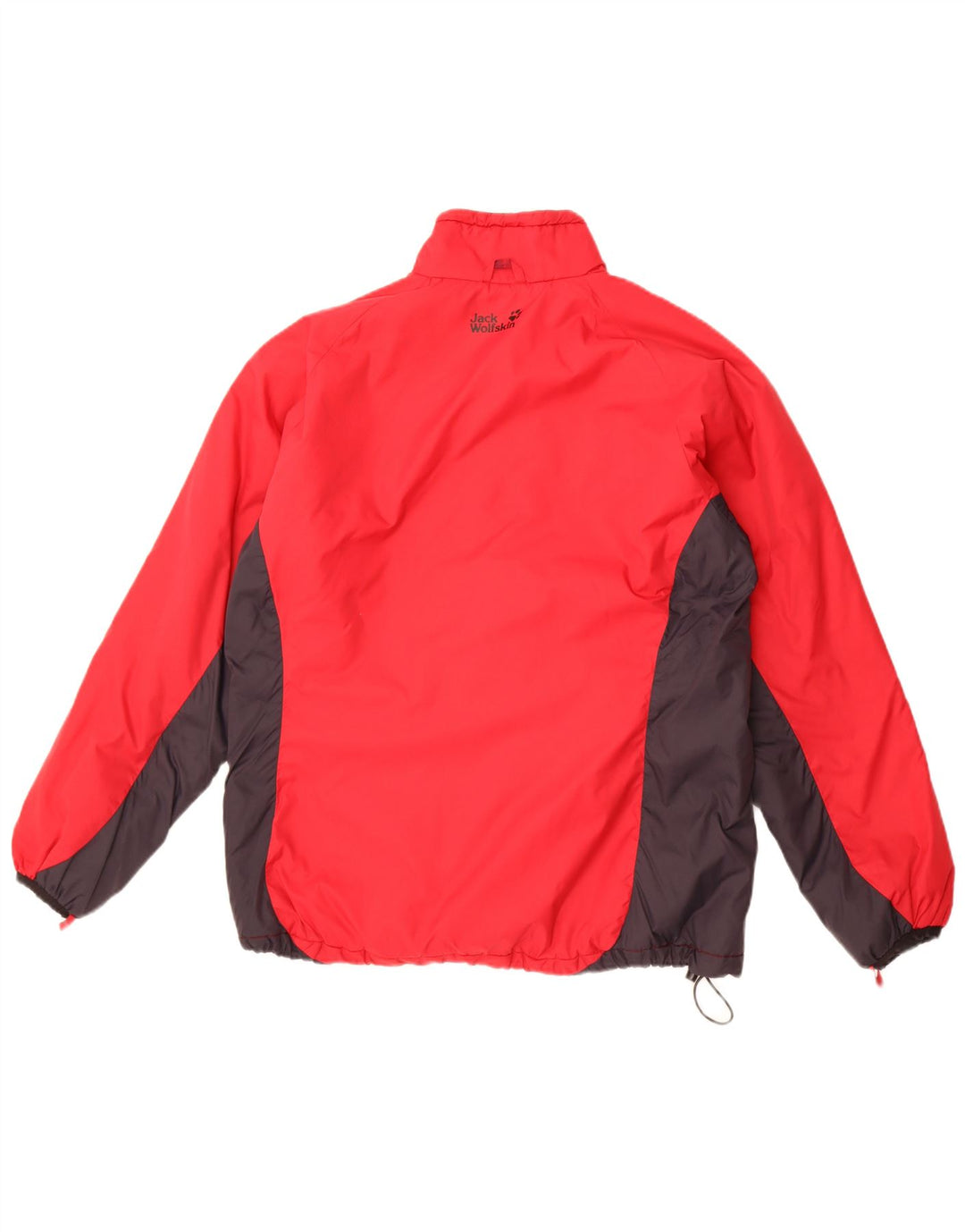 Jaqueta corta-vento feminina Jack Wolfskin UK 14/16 grande bloco colorido vermelho