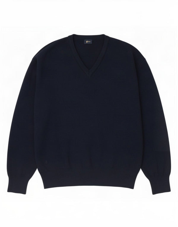 Suéter masculino Gabicci com decote em V 2XL lã azul marinho