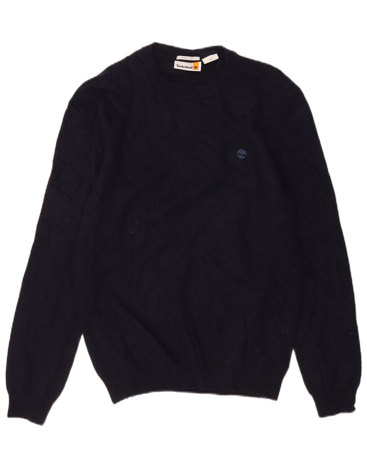 Suéter masculino Timberland com gola redonda, grande lã azul marinho