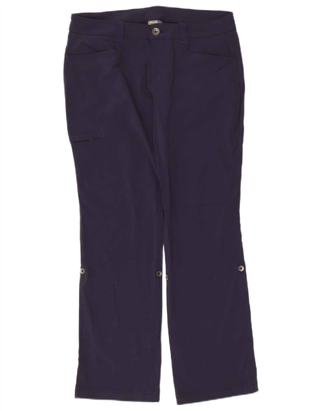Calça cargo feminina Eddie Bauer reta EUA 8 médio W32 L28 azul marinho