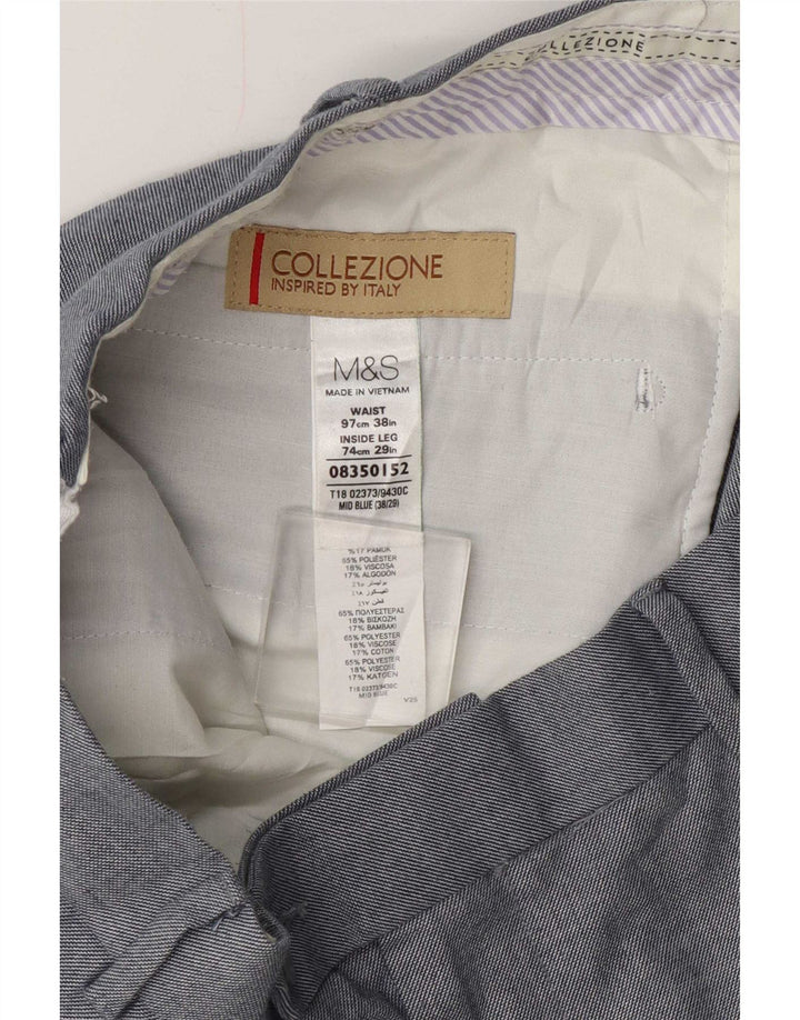 Calça masculina reta casual Marks & Spencer W38 L29 azul poliéster