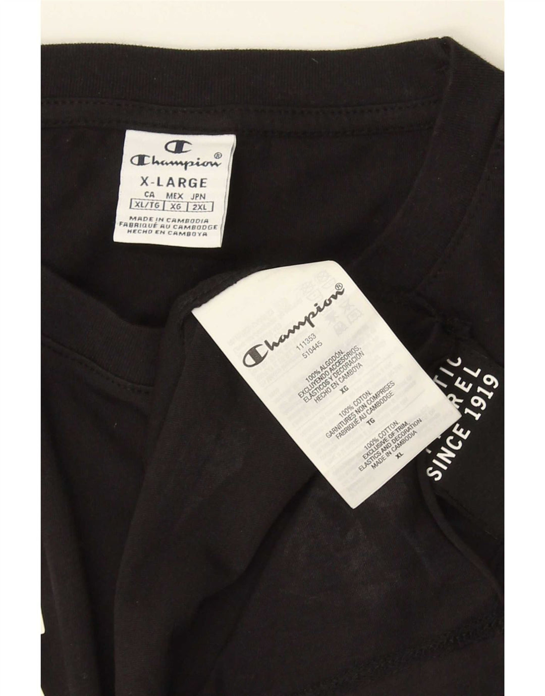 Colete gráfico masculino Champion XL preto algodão