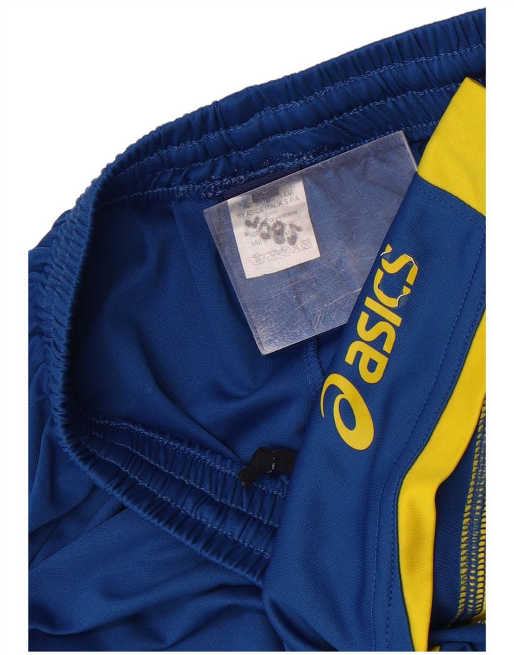 Shorts esportivos masculinos Asics 11-12 anos grande azul colorblock poliéster