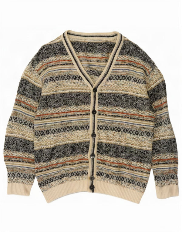 Suéter cardigã masculino vintage IT 48 médio multicolorido Fair Isle Cotton