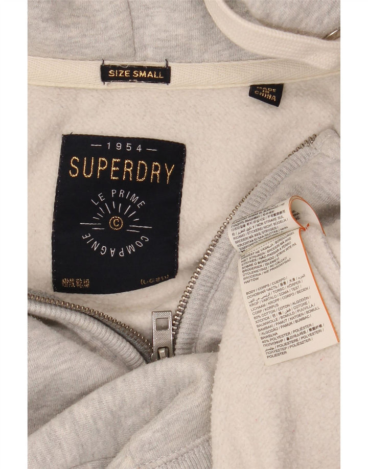 Suéter masculino SUPERDRY com capuz e zíper gráfico pequeno algodão manchado cinza