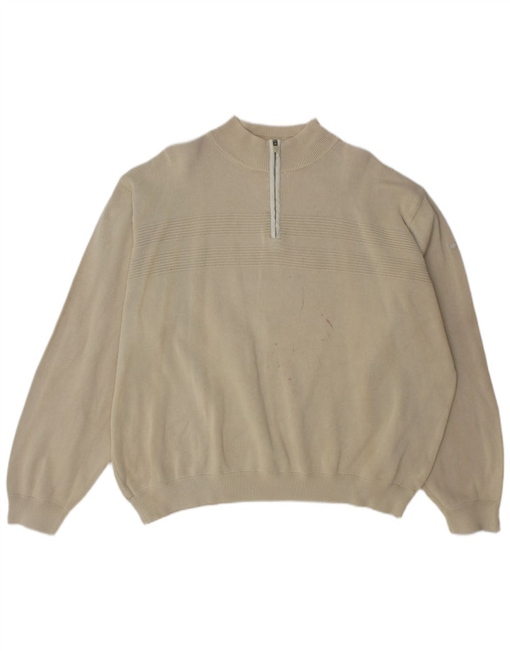 Suéter masculino Marks & Spencer com zíper e gola 2XL algodão bege