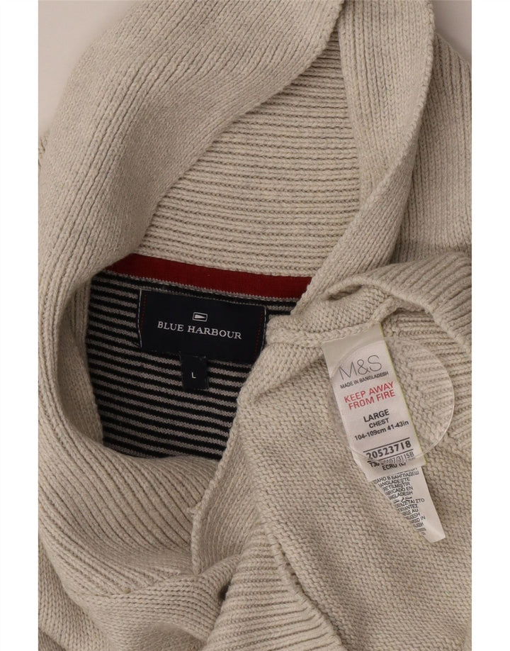 Suéter masculino MARKS & SPENCER com gola xale UK 41/43 grande cinza
