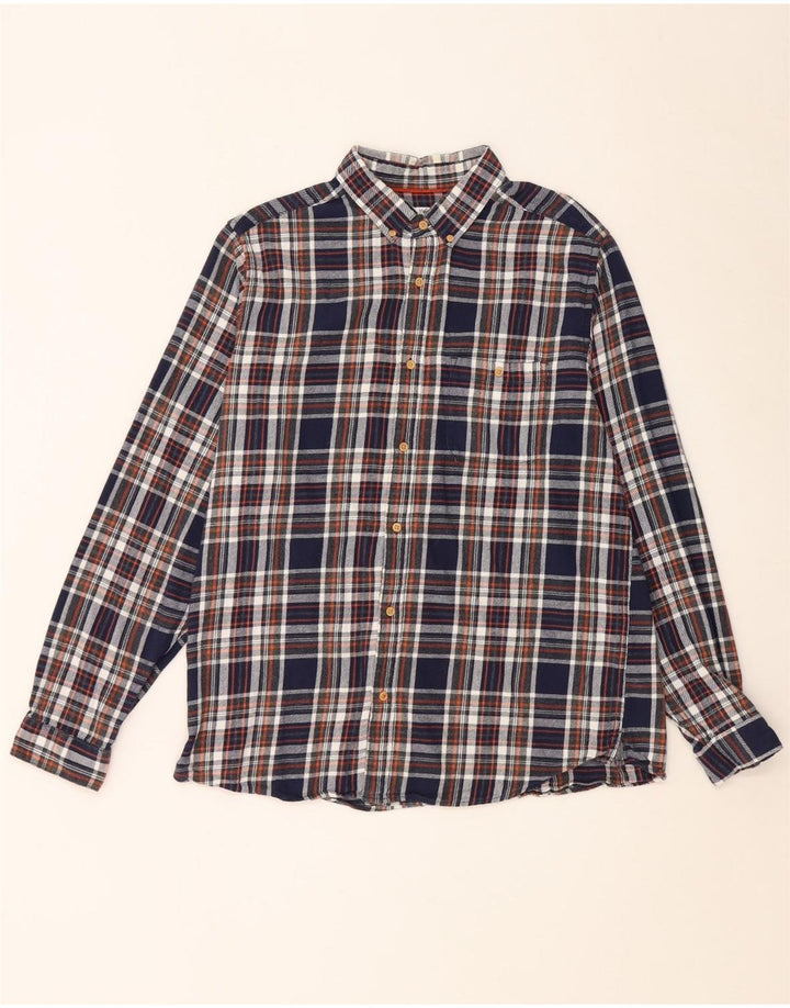 Max&Co. Camisa masculina de flanela grande algodão xadrez azul marinho