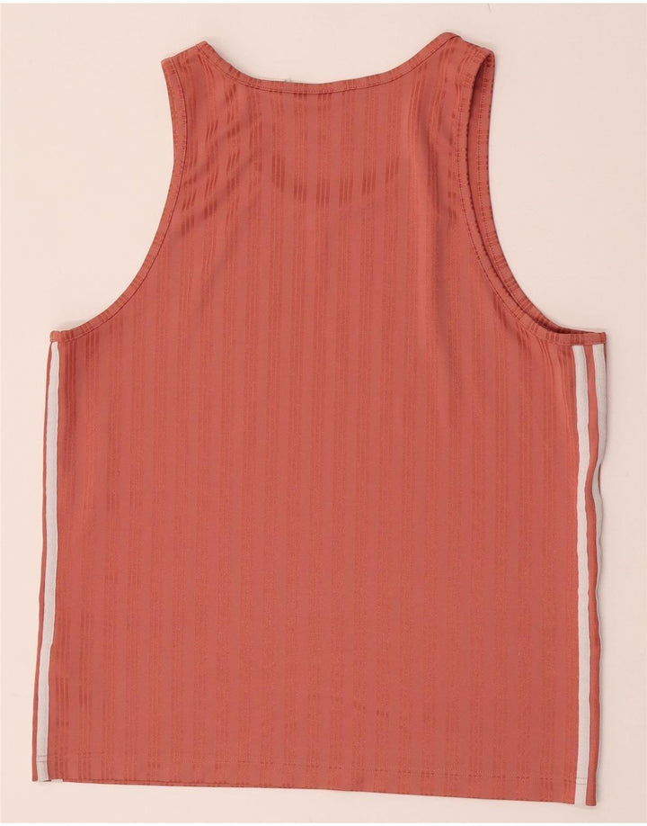 Adidas Mens Colete Top Médio Laranja Listrado Poliéster