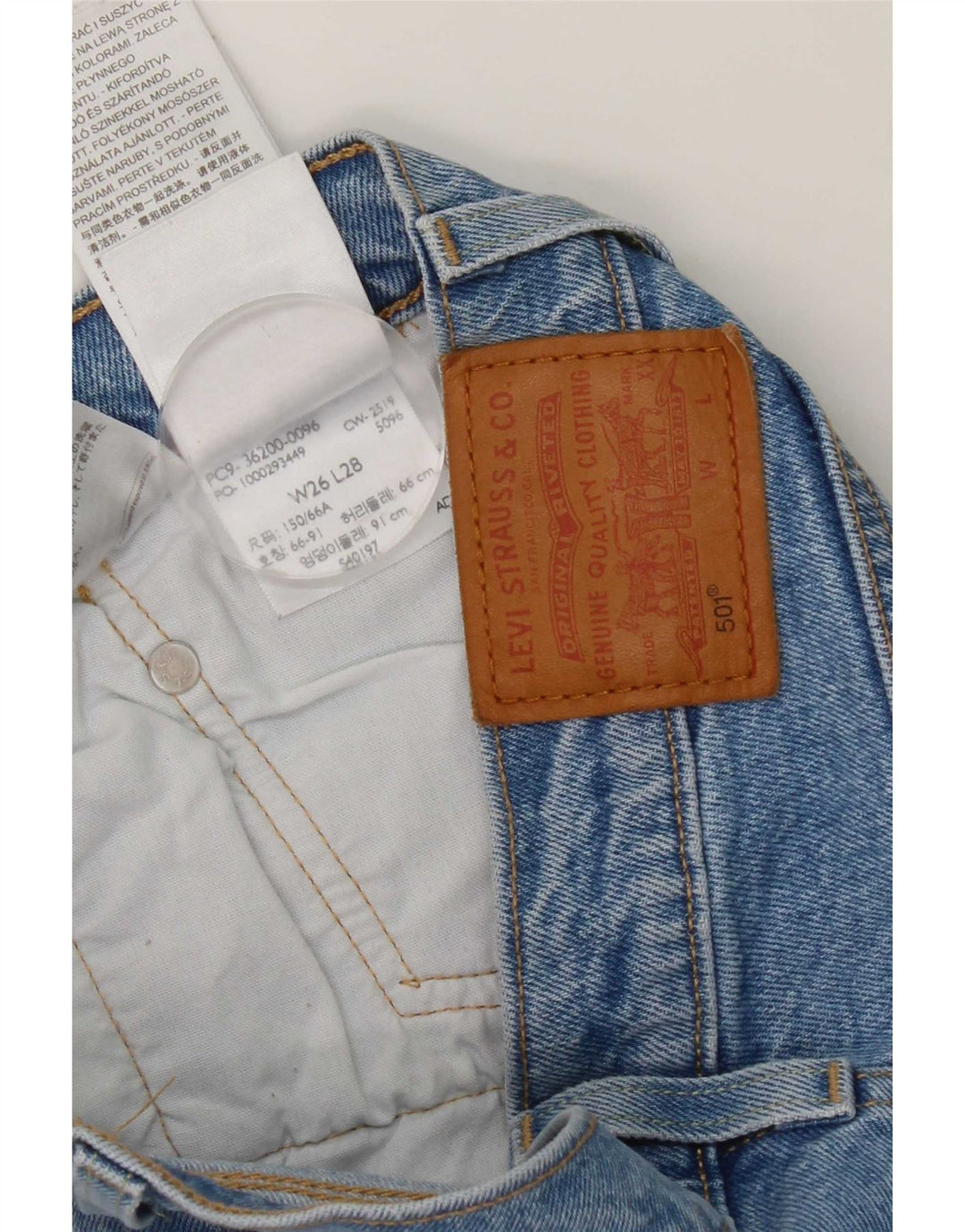 Calça jeans feminina Levi's 501 Straight W26 L28 azul algodão
