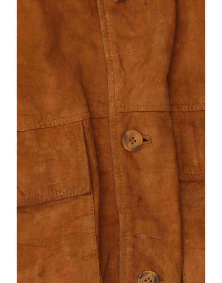 Jaqueta bomber masculina vintage de camurça IT 50 couro marrom grande