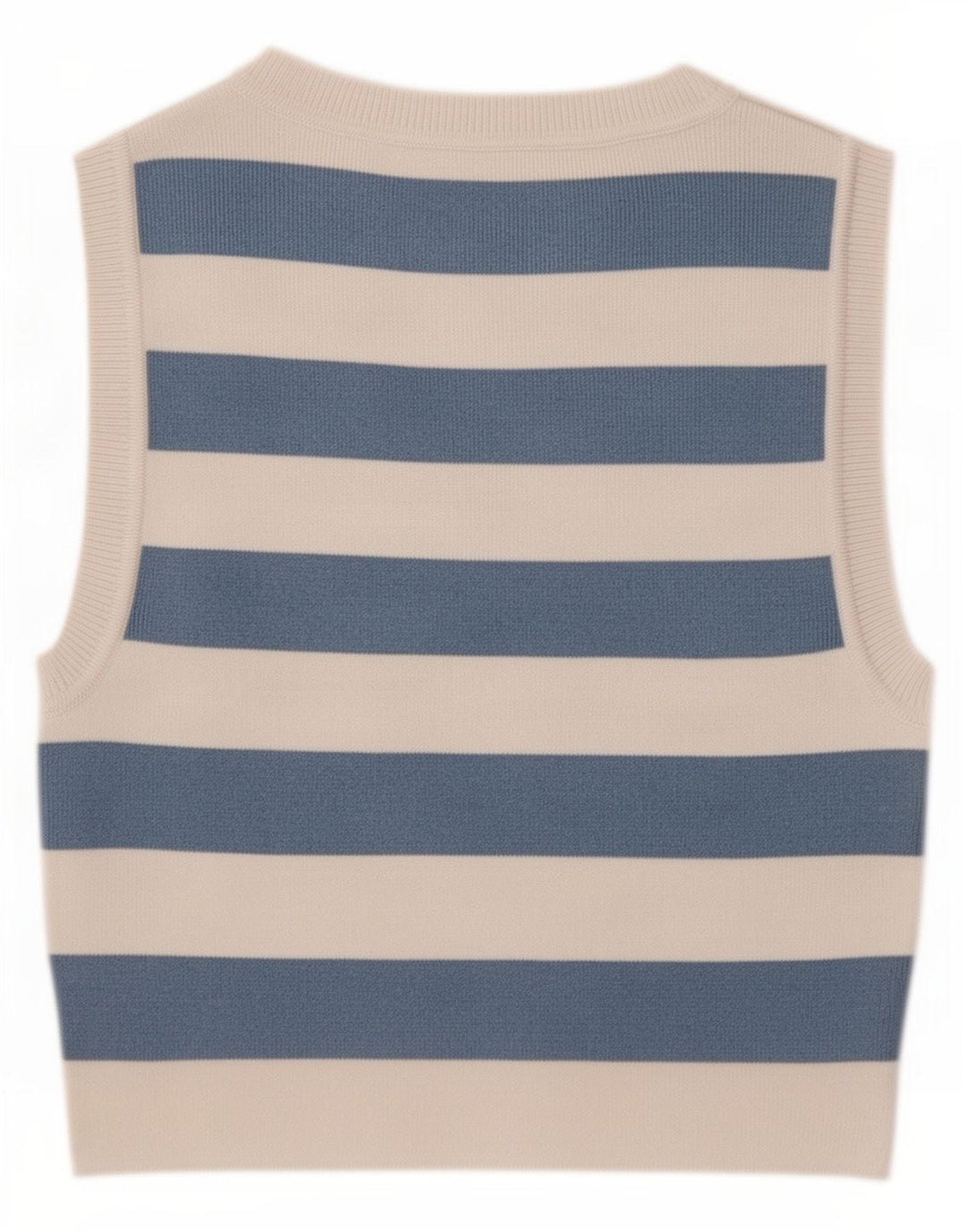 Top colete feminino Zara UK 12 listrado azul médio
