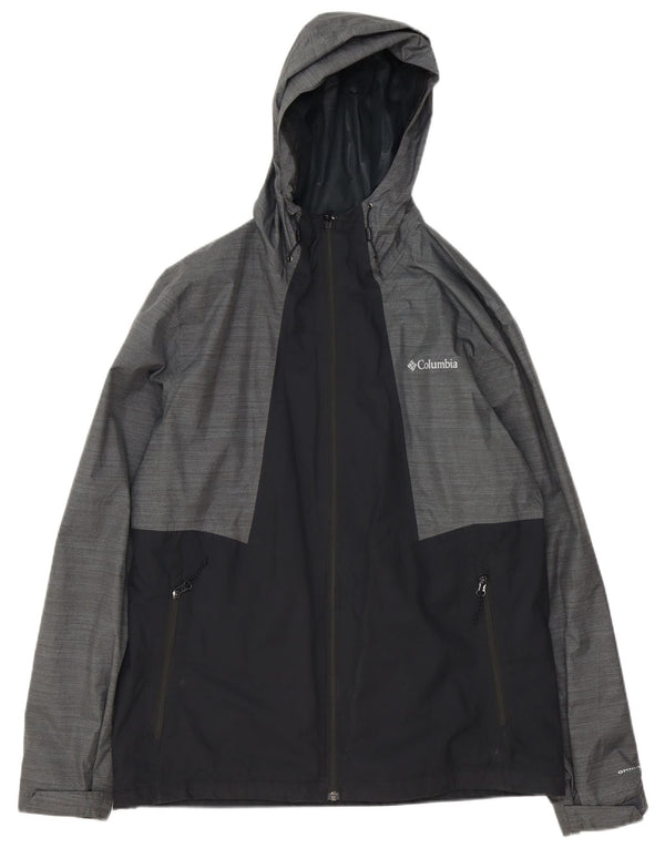Jaqueta de chuva com capuz Columbia masculina Omni-Tech UK 40 grande bloco cinza