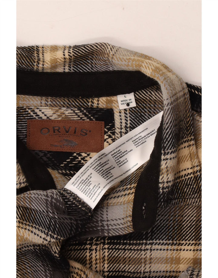 Camisa masculina de flanela Orvis grande algodão xadrez multicolorido