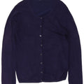 Suéter cardigã feminino Zara Reino Unido 14 grande azul marinho