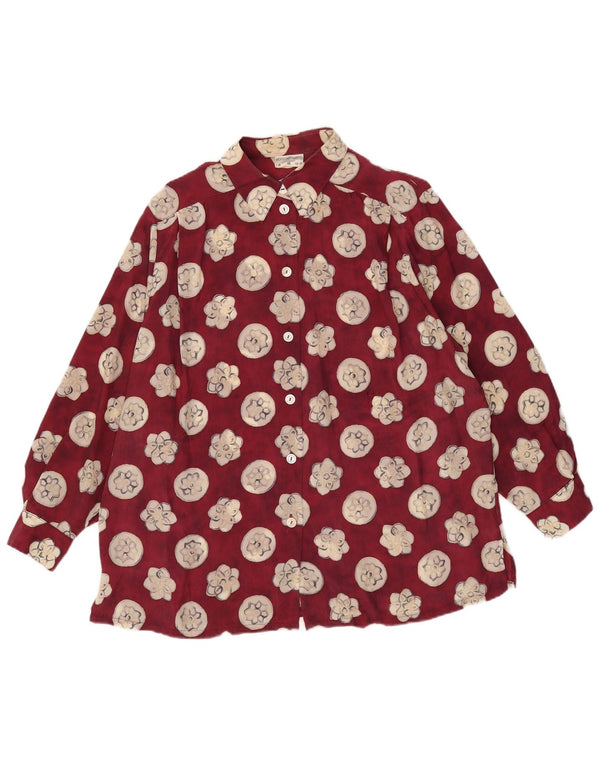 Camisa feminina Sommermann UK 20 2XL Borgonha floral