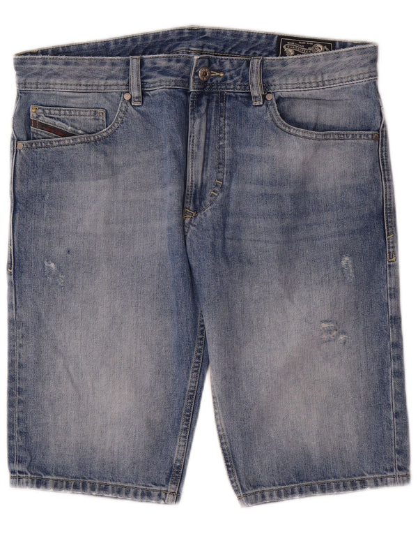 Shorts jeans masculino diesel desgastado W32 algodão azul médio