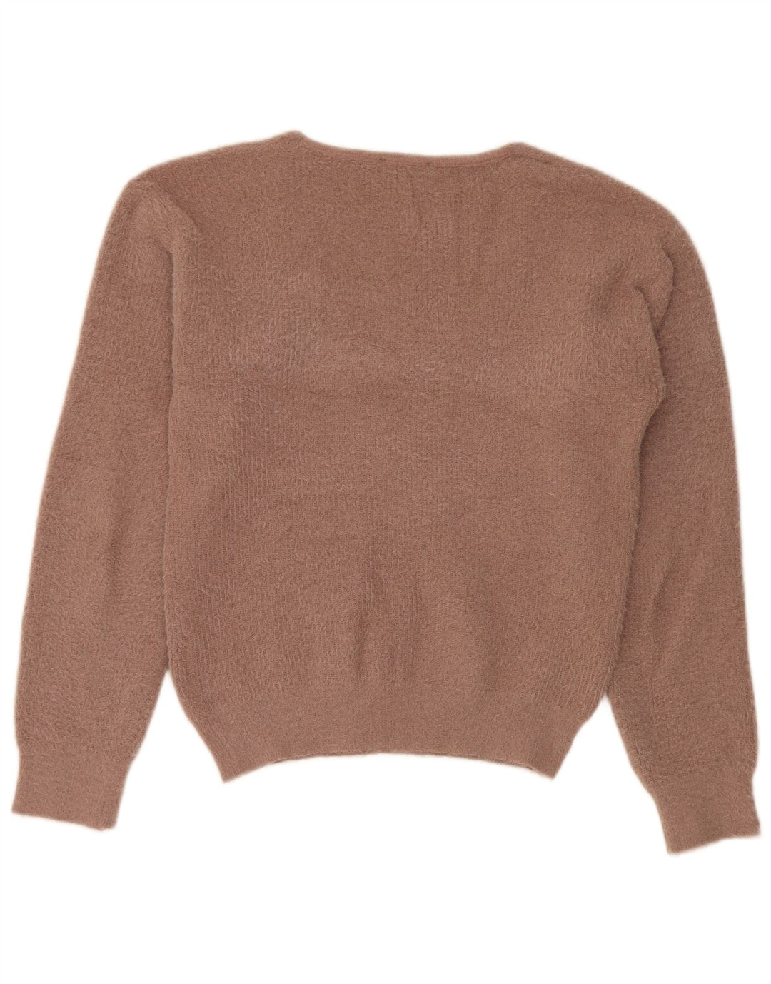 Suéter feminino Zara com decote em V grande, Reino Unido 10, pequeno, marrom, poliéster