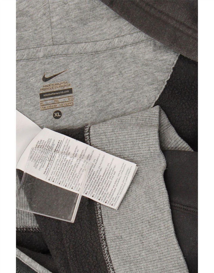 Suéter NIKE Boys Graphic Zip com capuz 13-14 anos XL cinza algodão