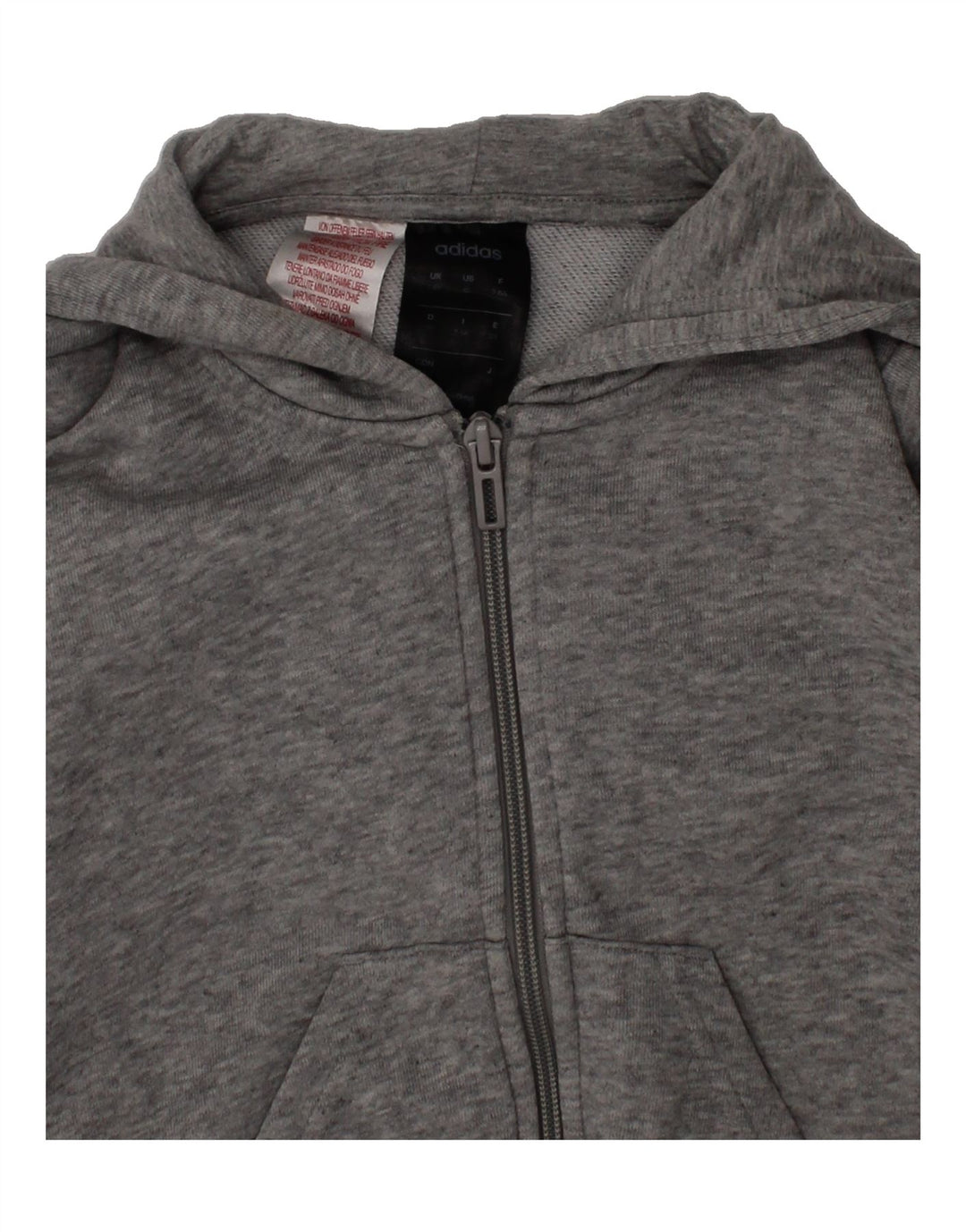 ADIDAS Girls Graphic Zip Hoodie Sweater 7-8 Years Grey Cotton Vintage Adidas and Second-Hand Adidas from Messina Hembry 