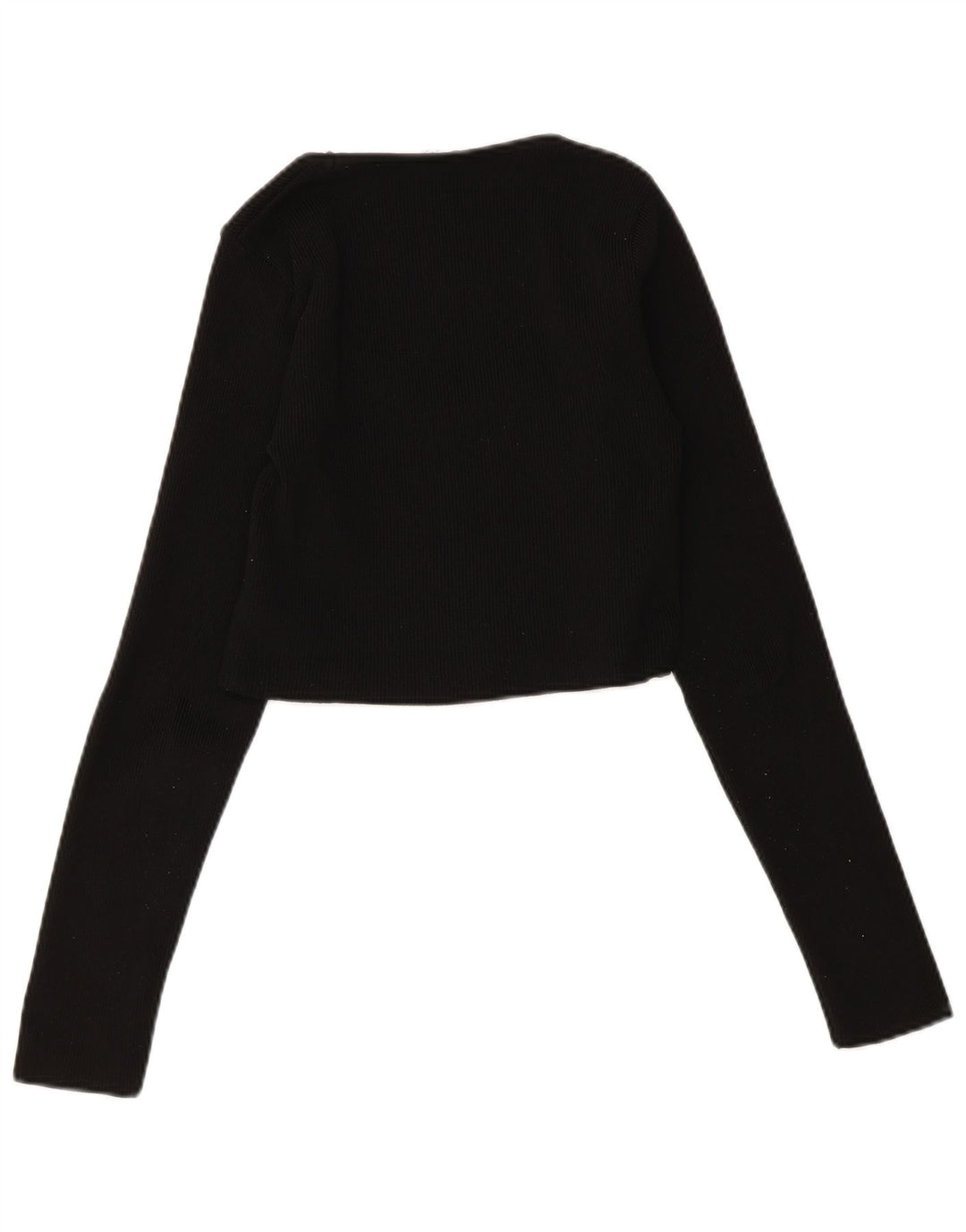 Zara Womens Crop Cardigan Sweater UK 12 Médio Preto Poliéster