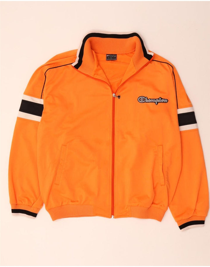 Jaqueta de moletom masculina Champion grande laranja colorblock poliéster