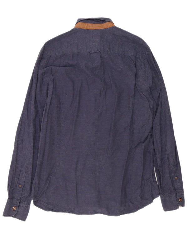 Camisa masculina Massimo Dutti grande azul marinho