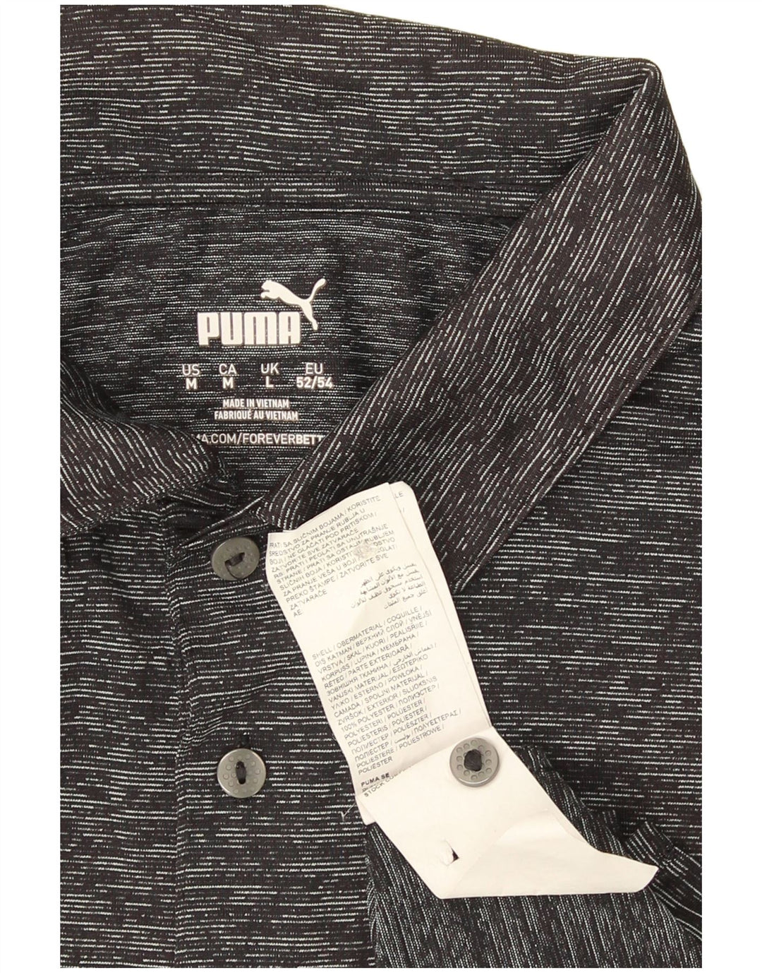 Camisa polo masculina Puma grande poliéster manchado cinza