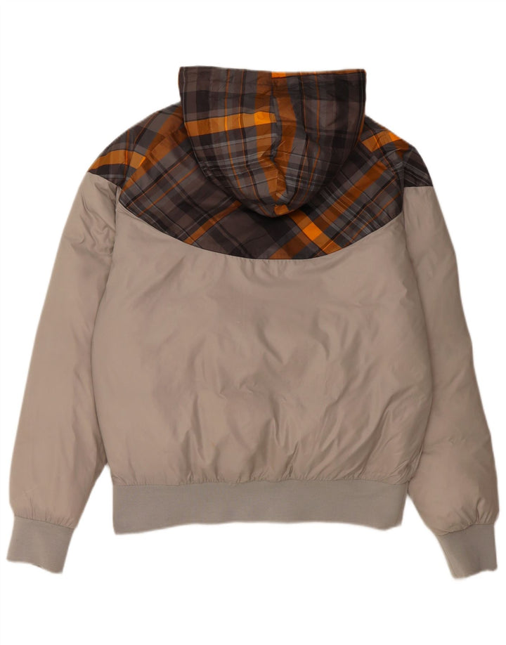 Jaqueta masculina Nike acolchoada com capuz UK 36 pequena cinza colorblock poliéster